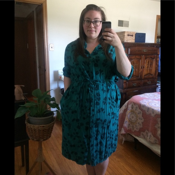 Floral Shirt Dress - Picture 1 of 6